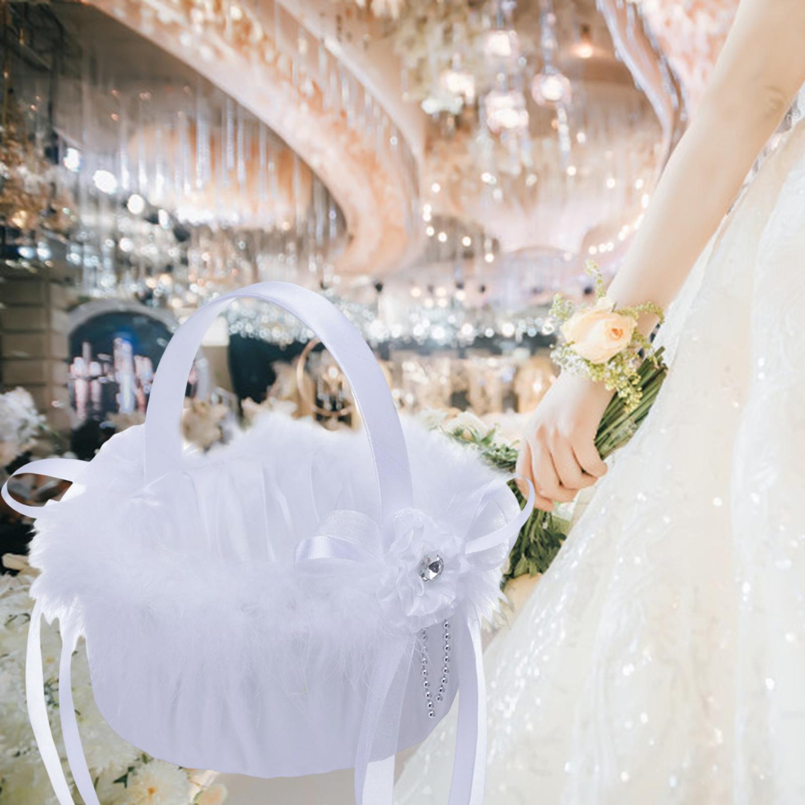 Flower Girl Basket Decor Elegant Multipurpose for Bridesmaid Bride Ceremony