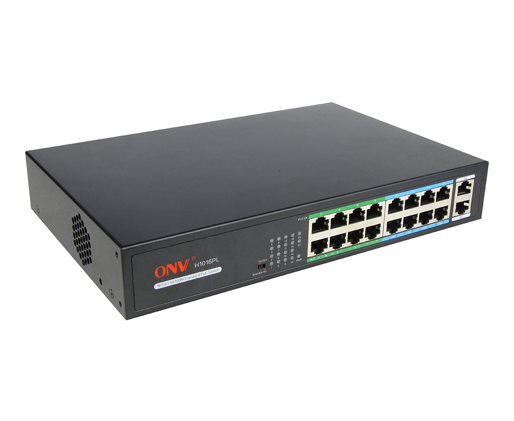 Switch Poe 16 Port ONV H1016PLS 16x10/100M PoE Port + 2 Uplink Port-HÀNG CHÍNH HÃNG