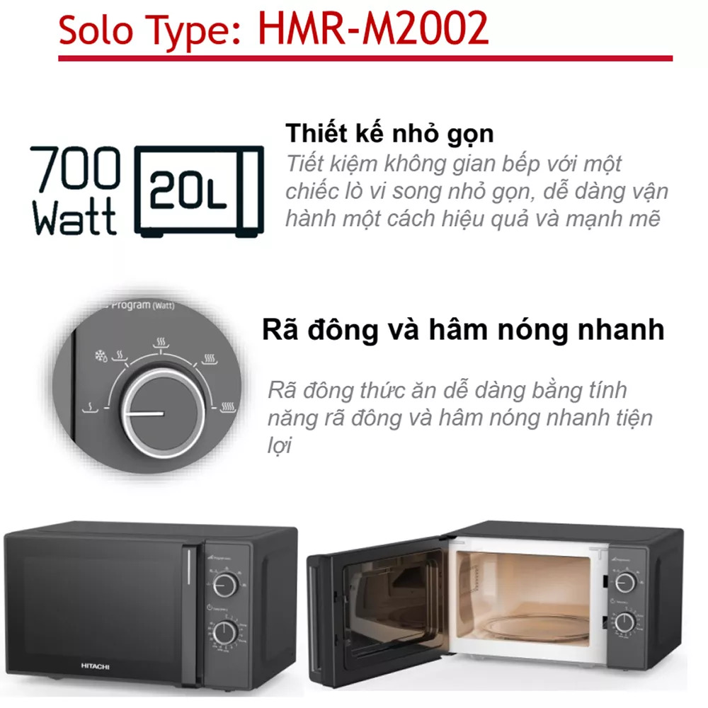 Lò vi sóng Hitachi 20 lít HMR.M2002- Hàng chính hãng ( Chỉ giao HCM )