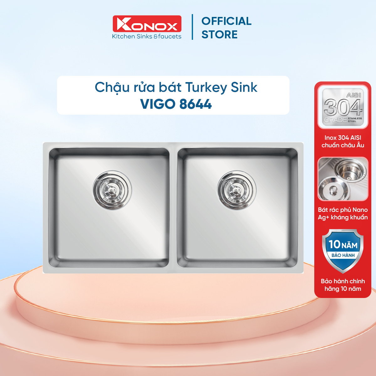 Chậu rửa bát inox KONOX Turkey Sink Vigo 8644