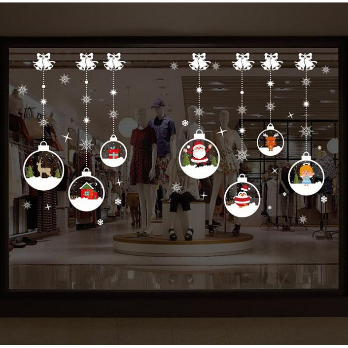 Decal trang trí noel ông già noel trong trái châu