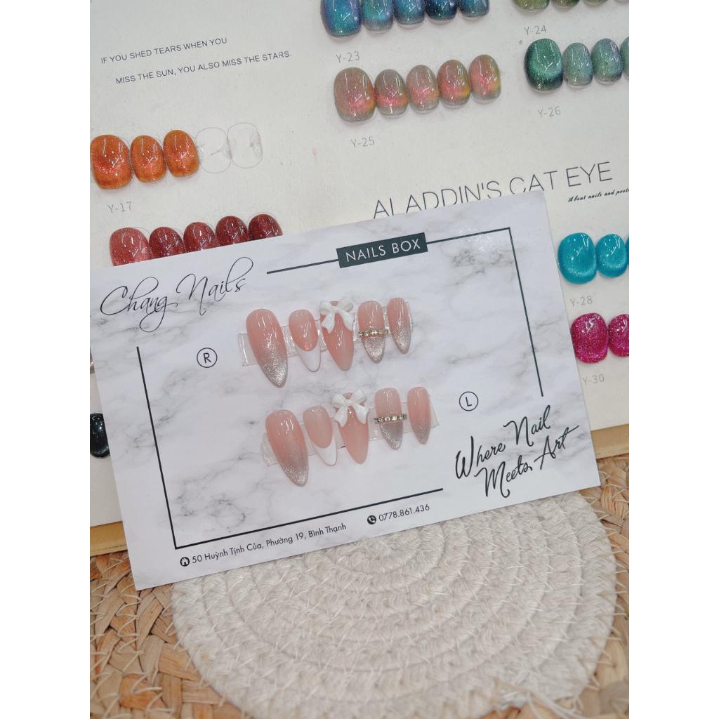 Nail Box thiết kế thủ công ChangNails - Nail Hồng nhạt pastel, kim tuyến