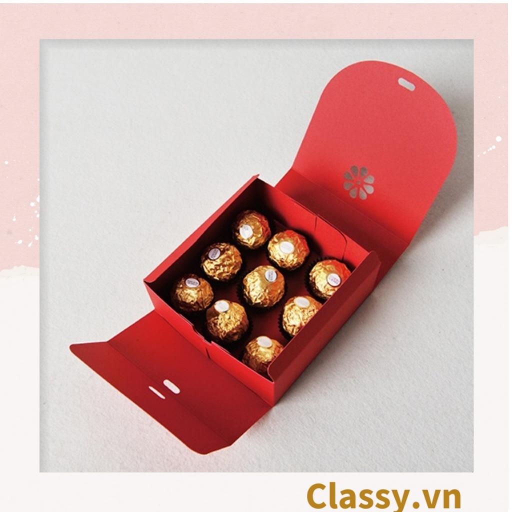 Hộp giấy đựng bánh tráng miệng, bánh kẹo, quà tặng thắt dây Ruy băng Classy tự gấp Q628