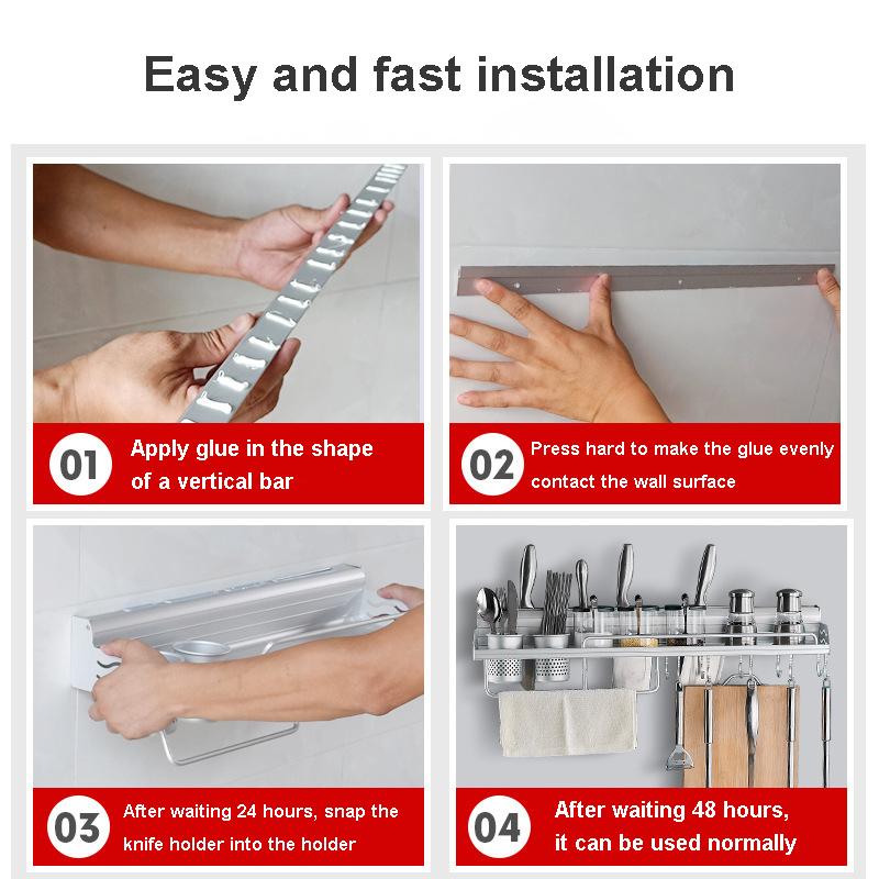Kệ Đựng Đồ Nhà Bếp Treo Tường Gia Vị Lưu Trữ Giá Để Dao Đa Năng Nhôm Không Gian Đồ Mặt Dây Chuyền Giá Đỡ Móc Lưu Trữ Vật Dụng