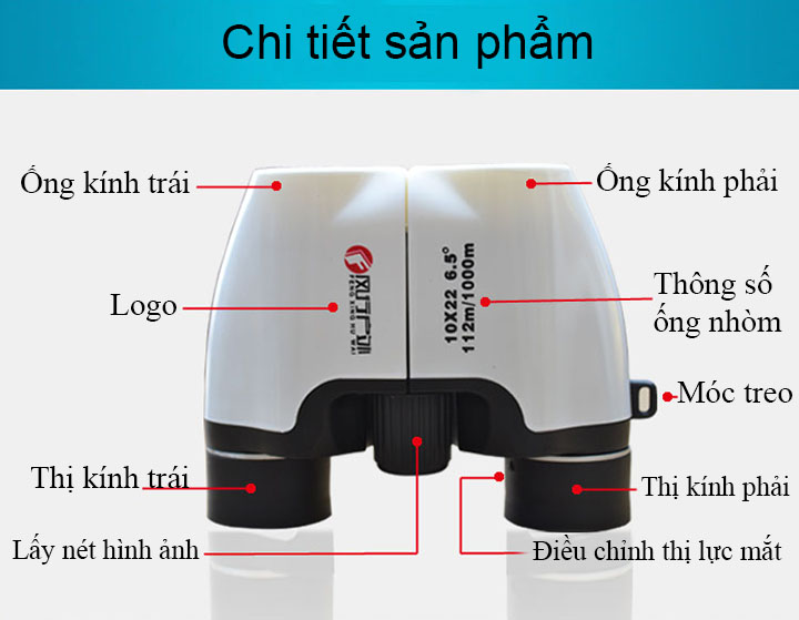 Ống nhòm 2 mắt 10x22 siêu nét