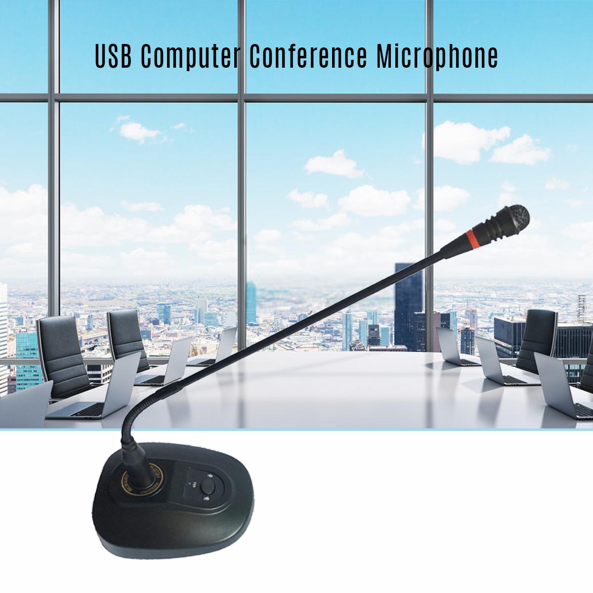 USB Computer Microphone Desktop Wired Microphone Cardioid Condenser Mic Adjustable Neck Plug & Play for PC Laptop Office