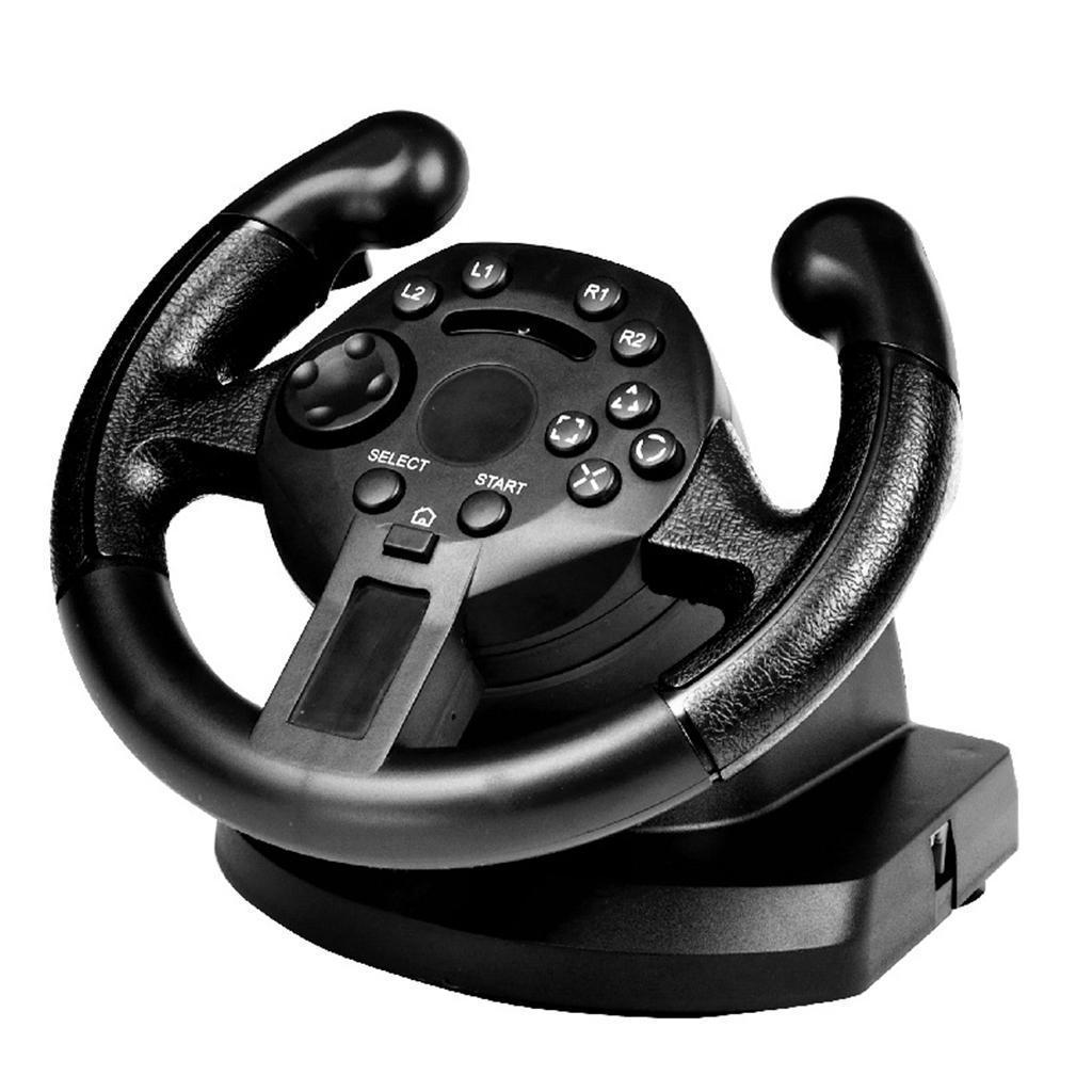 Gaming Vibration Racing Steering Wheel and Brake Pedals  for PS3/PC USB Black