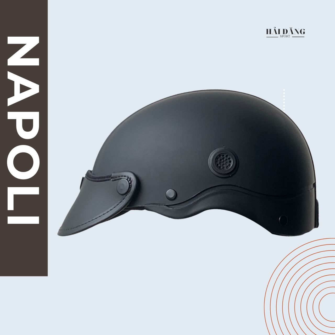 Mũ Bảo Hiểm 1/2 Đầu Napoli NS-N088-BLACK - Đen