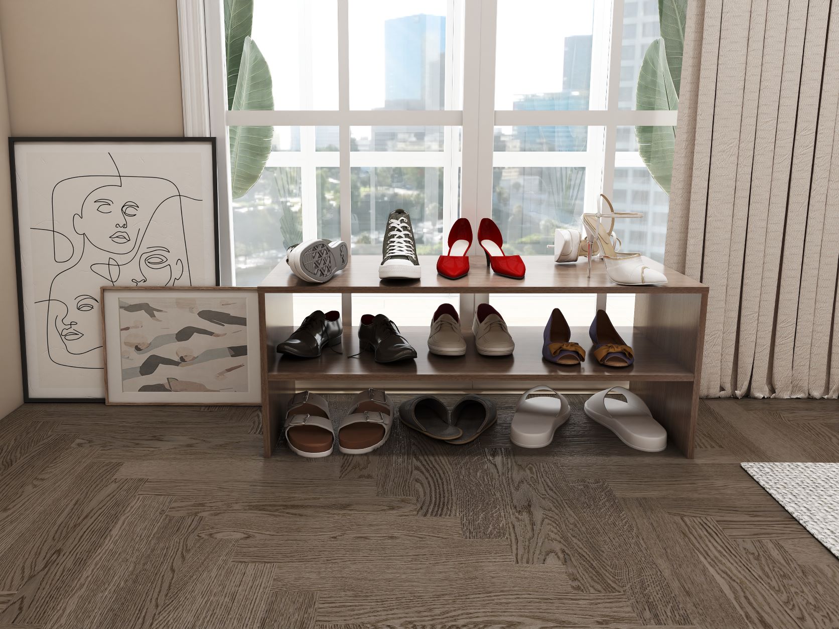 KỆ ĐỰNG GIÀY DÉP GỖ AN CƯỜNG ĐÁNH BÓNG PHỦ MELAMINE CHỐNG ẨM, CHỐNG TRẦY XƯỚC DẠNG 2 TẦNG - 3703 - NỘI THẤT JY