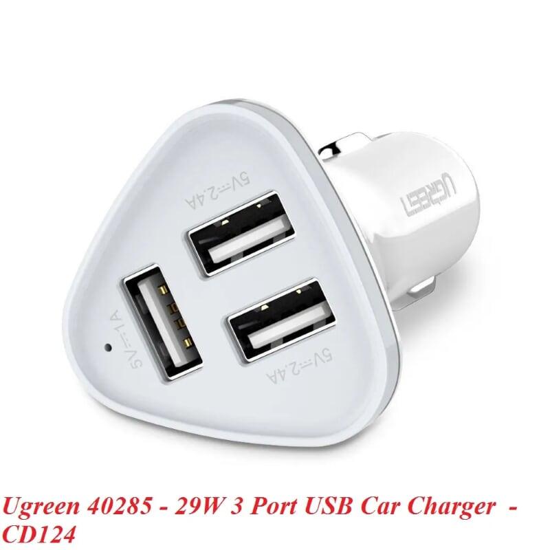 Ugreen UG40285CD124TK 29W màu Trắng Bộ sạc ô tô 3 cổng USB - HÀNG CHÍNH HÃNG