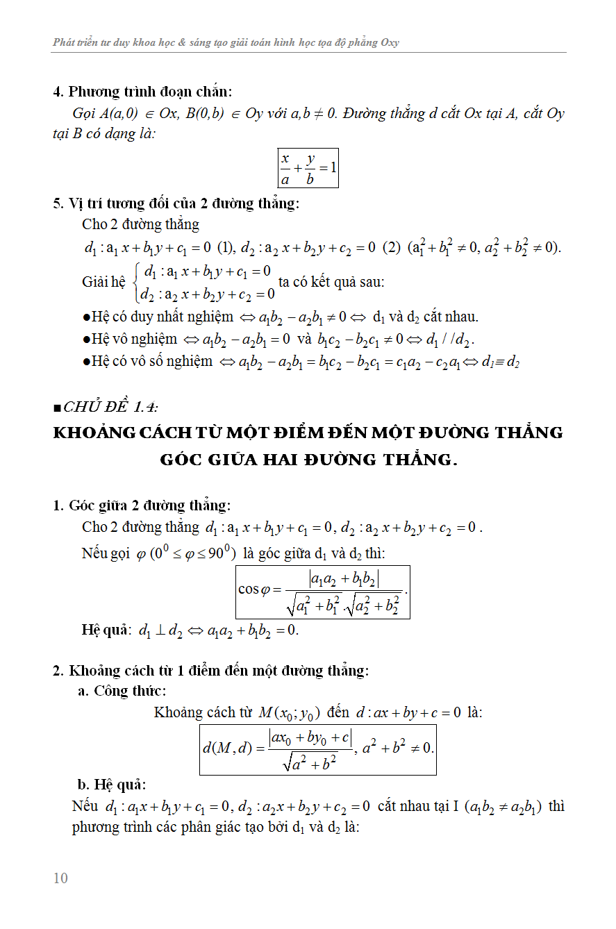 Phát Triển Tư Duy Khoa Học Và Sáng Tạo Giải Toán Hình Học Tọa Độ Phẳng OXY - KV