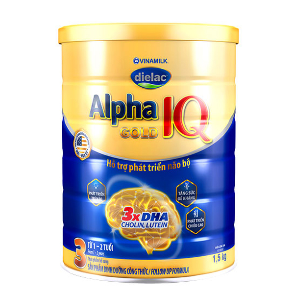 Sữa Bột Vinamilk Dielac Alpha Gold IQ Step 3 Dành Cho Bé Từ 1-2 Tuổi - Hộp Thiếc 1,5kg