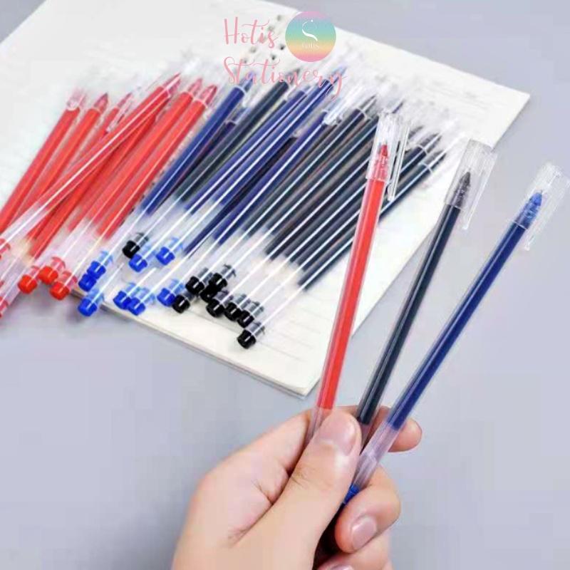 Bút gel vỏ nhựa trong suốt dung lượng mực lớn - 3 màu