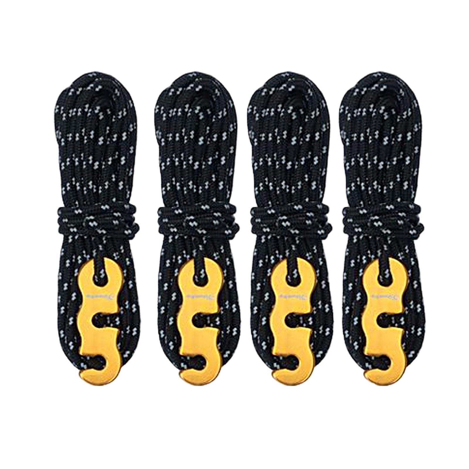 4 Pieces Tent Rope 3mm Diameter with Cord Adjuster Camping Rope for Hiking Accessories