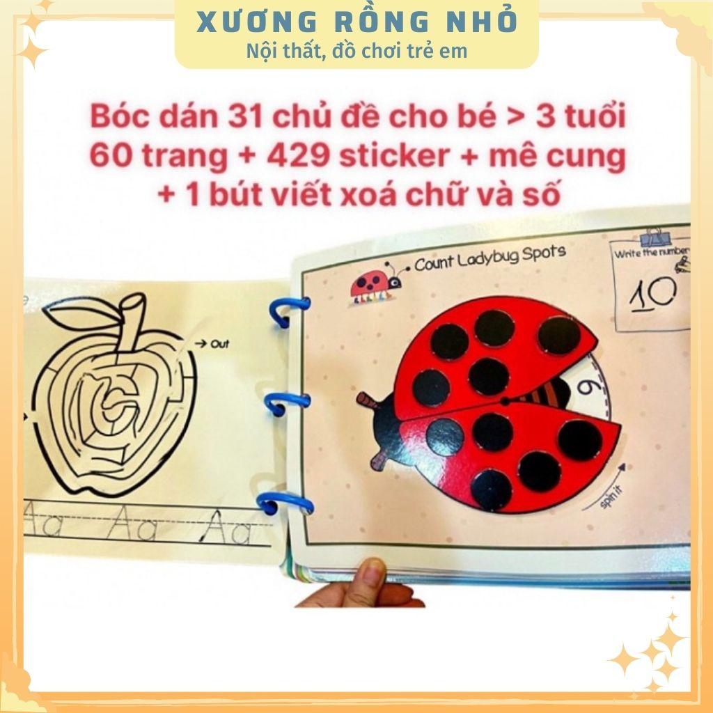 Học liệu bóc dán montessori 17, 31 chủ đề giáo dục sớm thông minh cho bé, bảng bận rộn quiet book, busy board