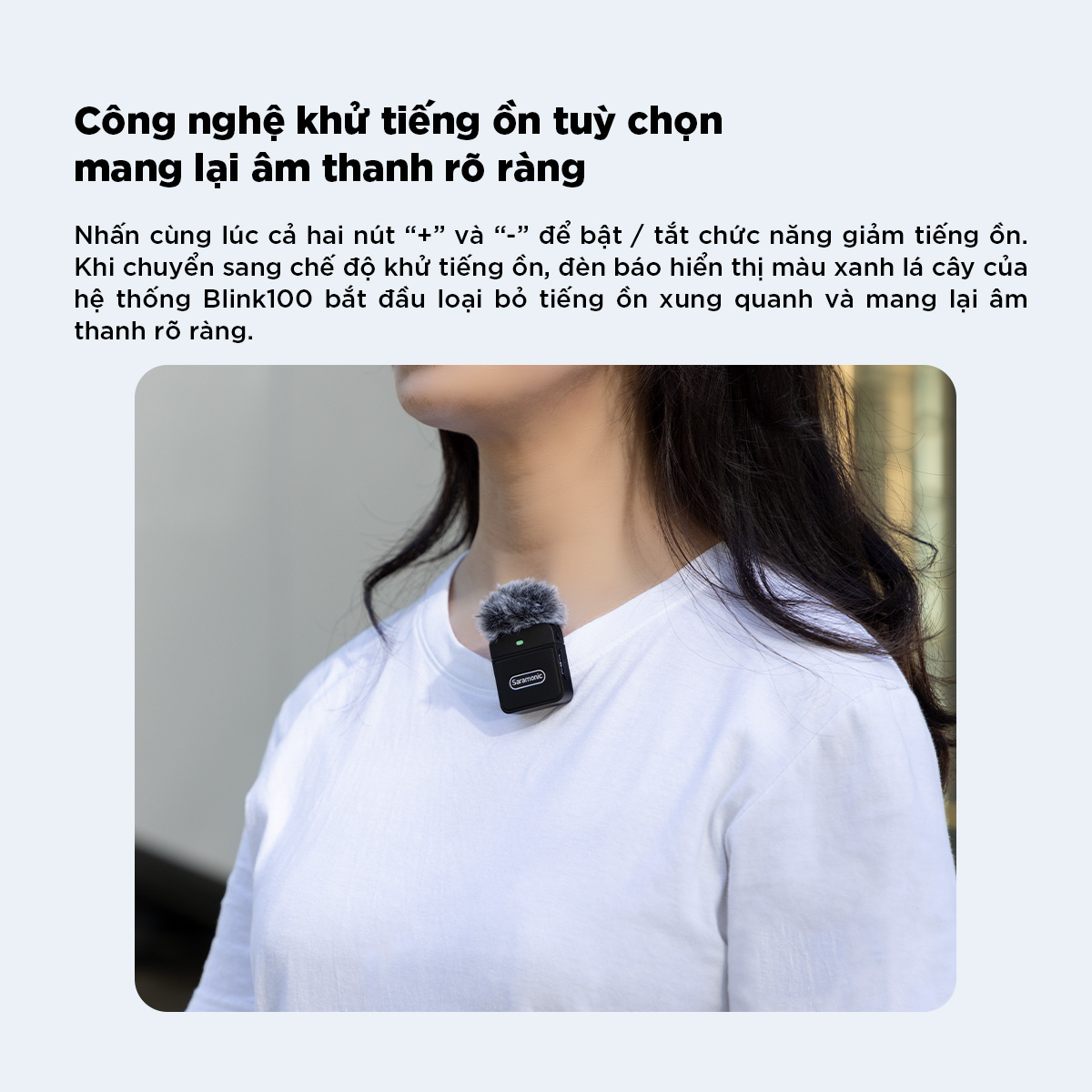 Micro Thu Âm Không Dây Saramonic Blink100 - Dành Cho Máy Ảnh, DSLR Điện Thoại, Laptop - Khử ồn Thông Minh - Hàng Chính Hãng