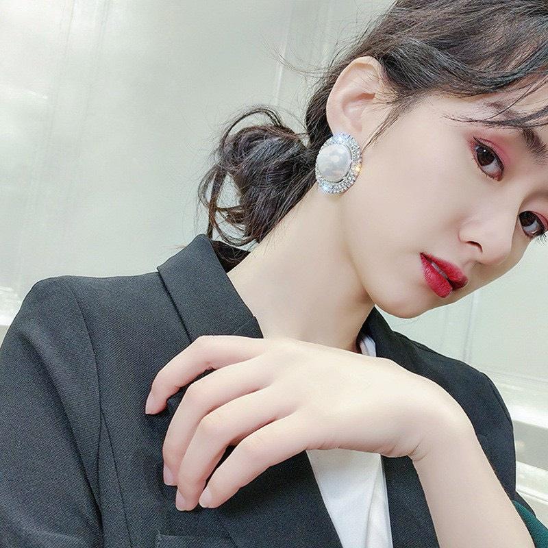 Bông tai thời trang đính cườm hình tròn BTBG 222