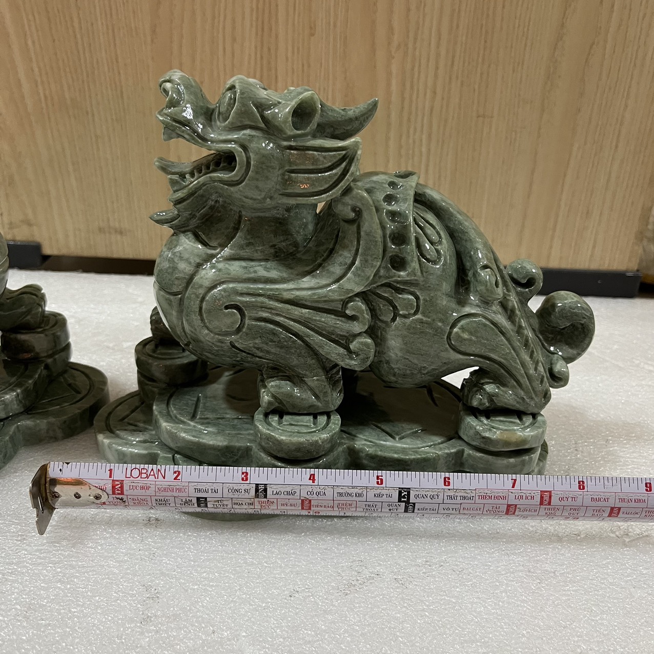 Tỳ hưu, tì hưu đá tự nhiên màu xanh lục dài 22 cm, nặng 8 kg/ cặp cho người mệnh Hỏa và Mộc
