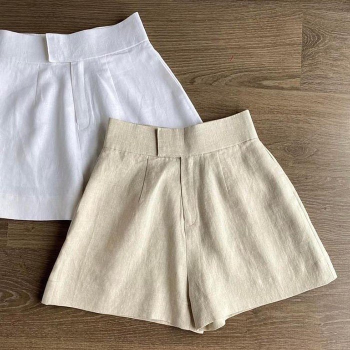 Quần sóc nữ Linen Premium cạp cao ống rộng dáng váy trẻ trung ArcticHunter, có 3 màu lựa chọn