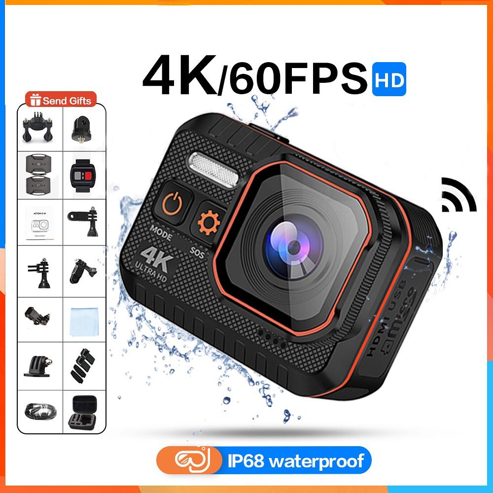 Camera hành động 4K 60fps Camera thể thao Ultra HD với màn hình điều khiển điều khiển từ xa ngoài trời xe máy bảo hiểm xe máy hành động hành động