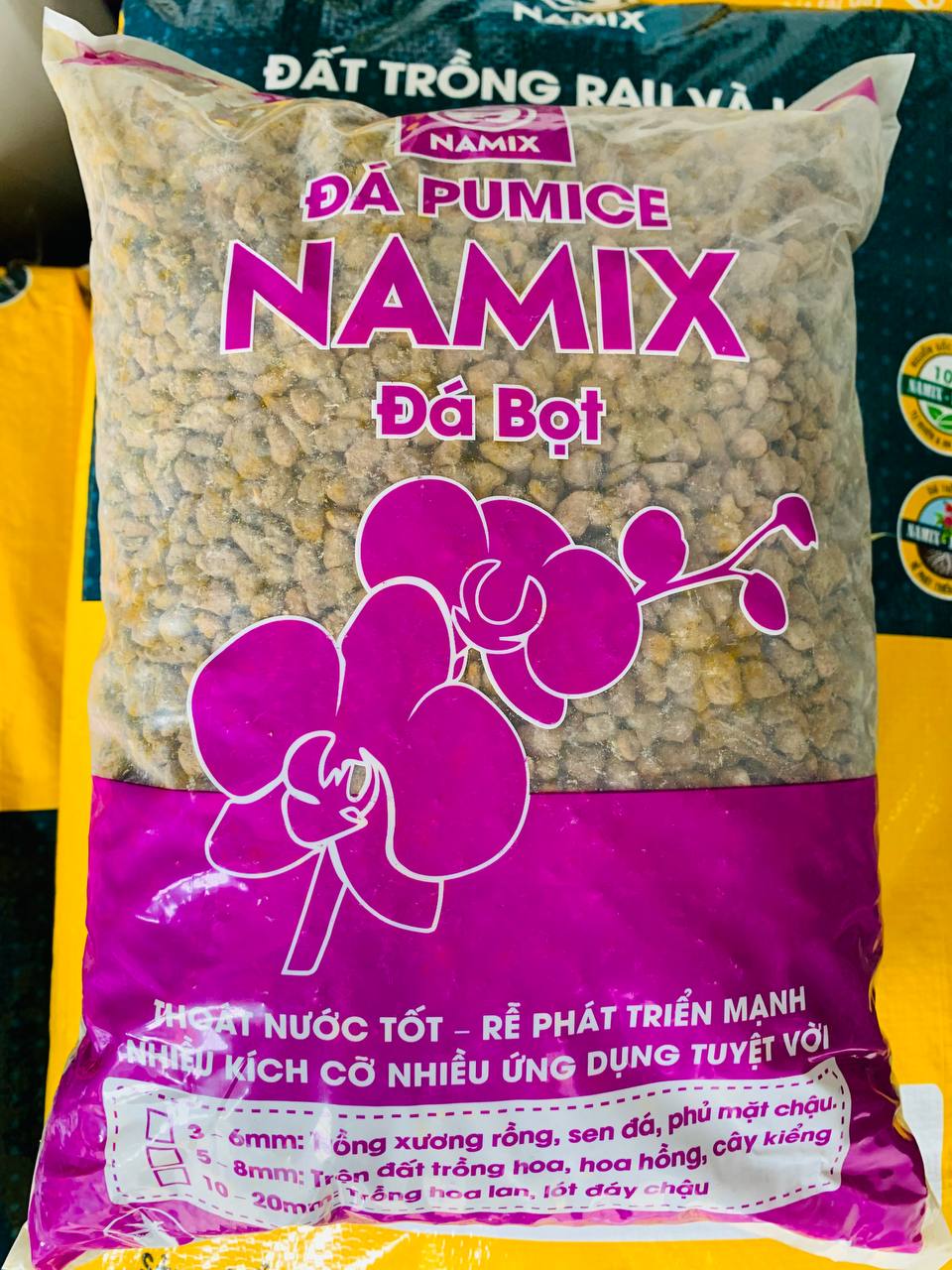 Đá bọt Pumice size 8-15mm trồng hoa hồng, cây kiểng gói 5dm3~ 3kg/gói