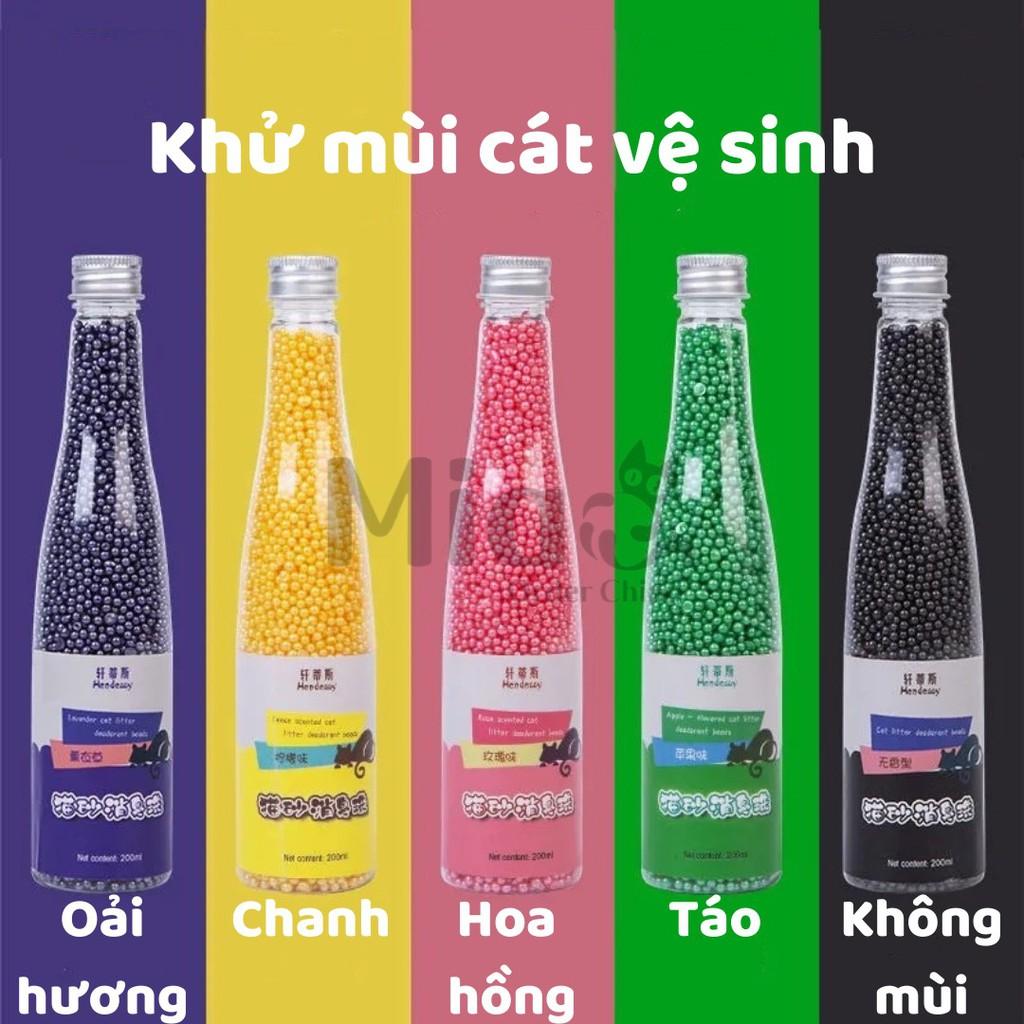 Hạt khử mùi cát vệ sinh giảm mùi hôi cho mèo nhiều mùi hương chai 200ml