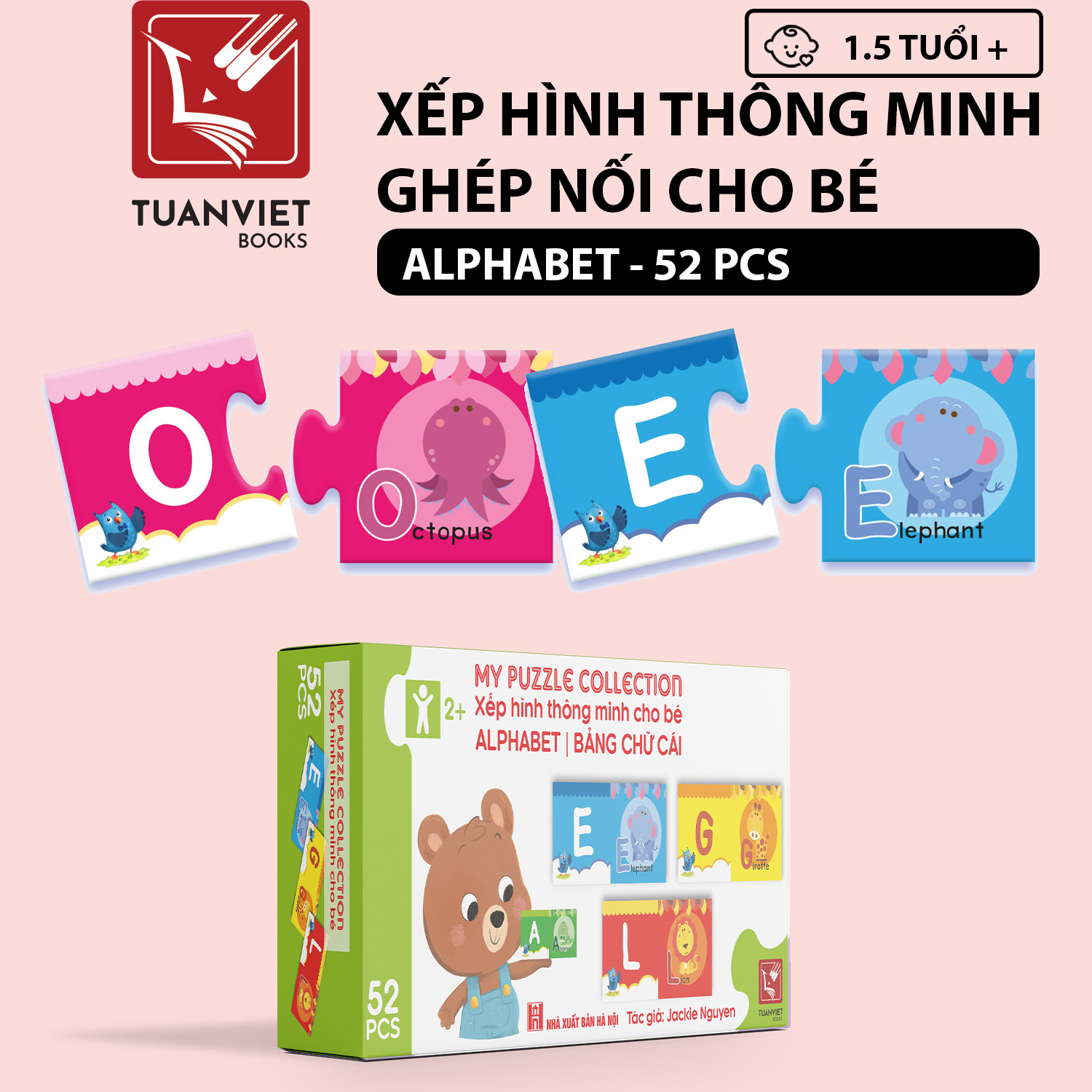 Bộ Xếp hình Ghép nối Thông Minh - Cho bé 1,5t + - 6 Chủ đề (Song ngữ Việt Anh)