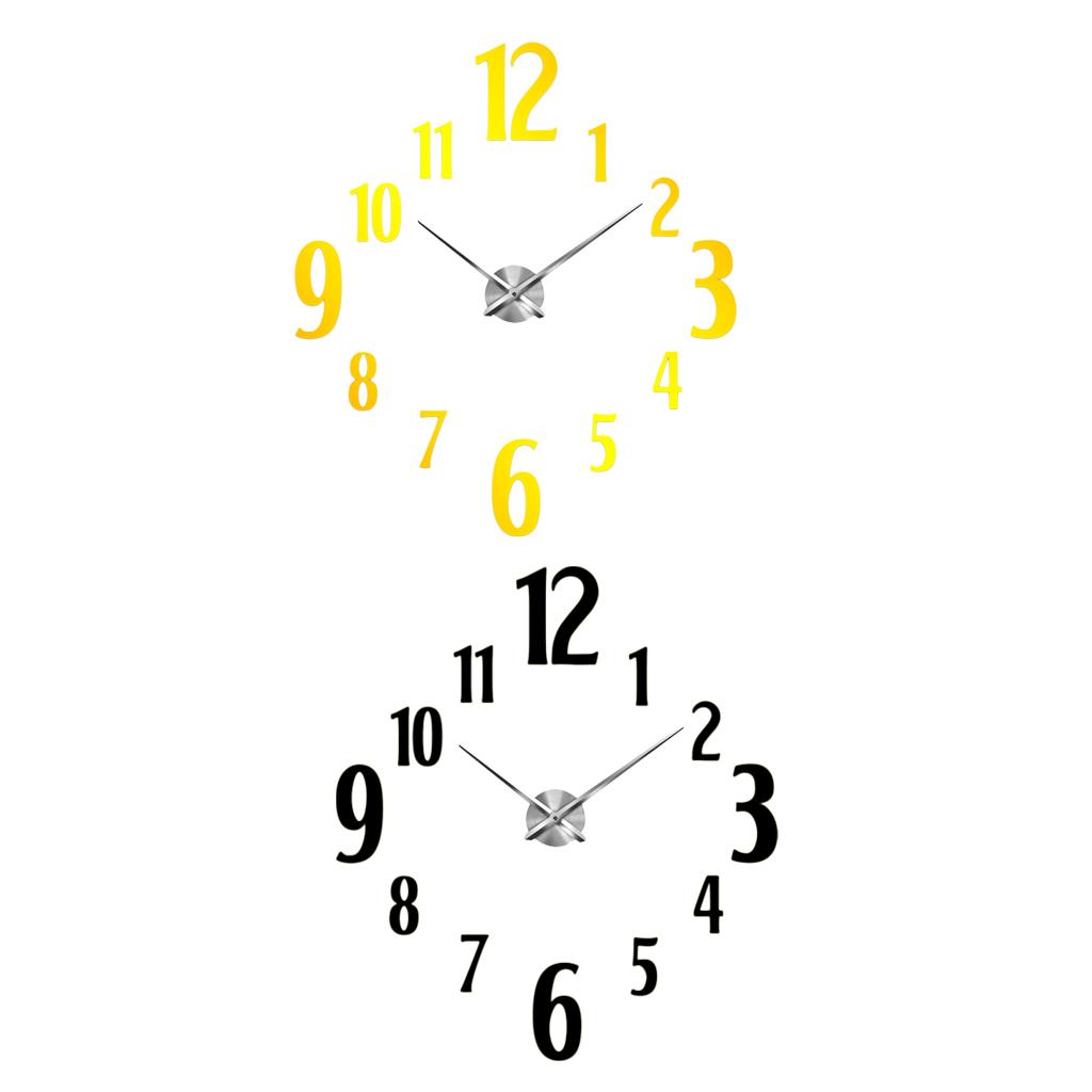 Acrylic Mirror Surface Wall Clock Sticker for Home Office DIY Decor-Golden