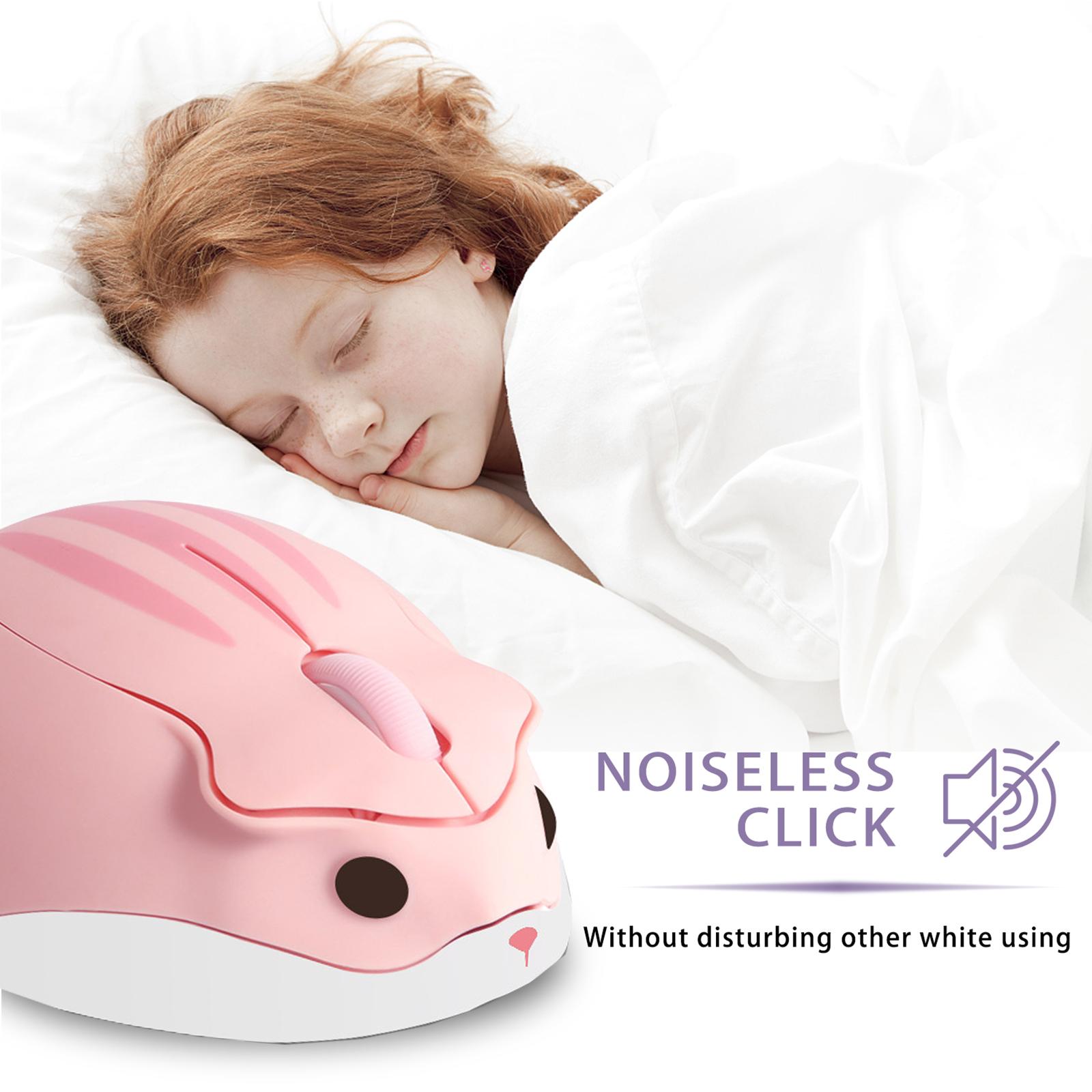 Chuột Không Dây 2.4G Dễ Thương Hamster Hoạt Hình Chuột Máy Tính Công Thái Văn Phòng Mini Cho Bé Gái Tặng