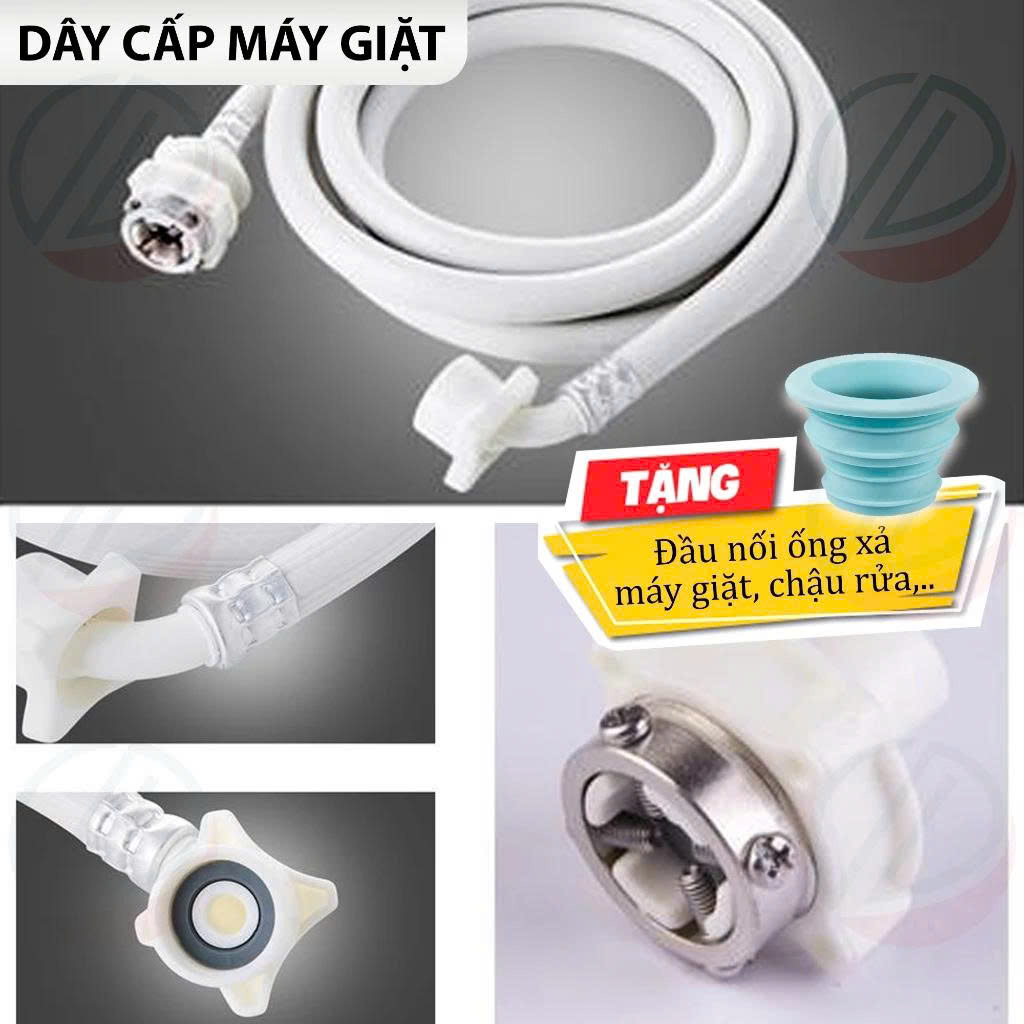 Dây Cấp Nước Máy Giặt Dài 1m4 - Tặng đầu nối ống xả máy giặt, chậu rửa bát chống hôi, chống côn trùng,..