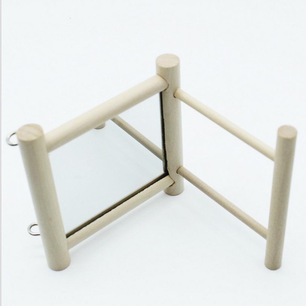 Pet Bird Cage Perches Stand Platform + Bird Swing Hanging Play with Mirror