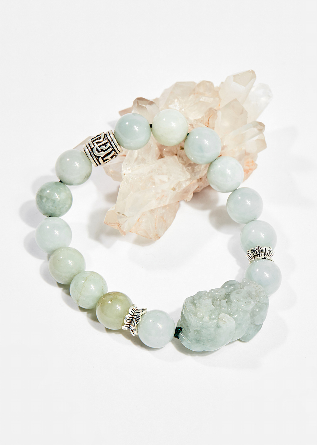 Vòng tay phong thủy đá cẩm thạch phỉ thúy charm tỳ hưu 10mm mệnh hỏa , mộc - Ngọc Quý Gemstones