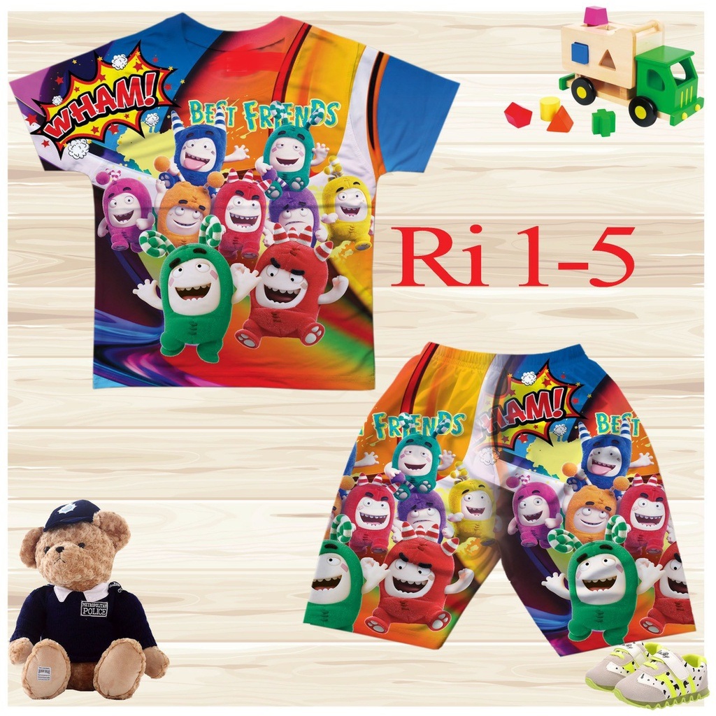 Đồ bộ bé trai, bộ cộc tay cho bé trai hình hoạt hình Oddbods size 8-20KG chất thun lạnh Thái mát