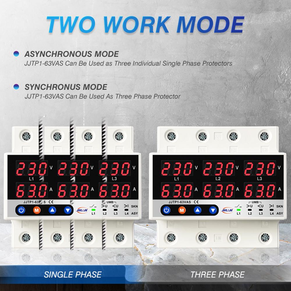 Three Phase Voltage and Current Protector Synchronous and Asynchronous Working Modes Design Multiple Protections with Automatic Power Off and Automatic Reset Function