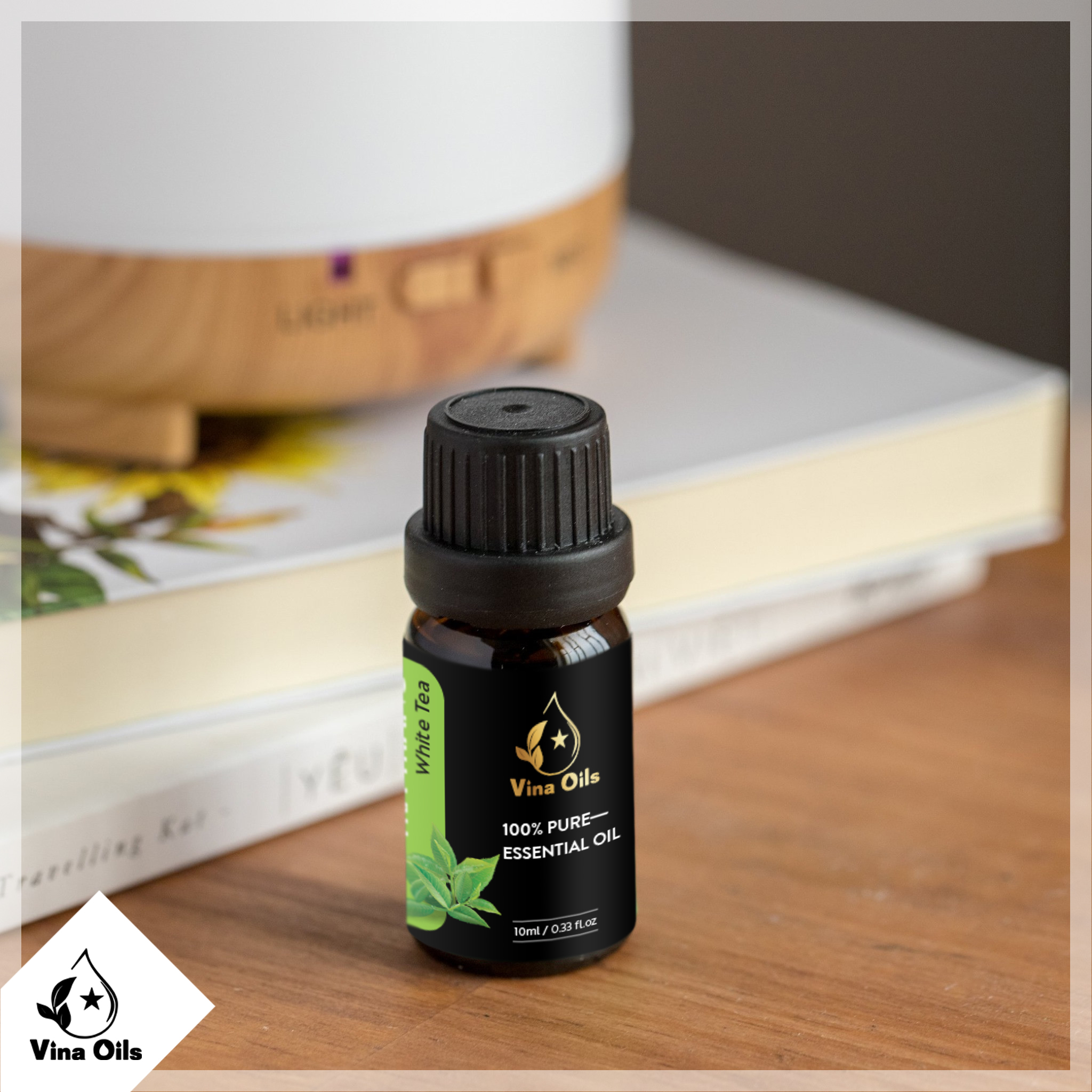 Tinh Dầu Trà Trắng Vina Oils 10ml - White Tea Essential Oil 10ml - Chiết Xuất Từ Lá Non - Hương Thơm Thanh Khiết Và Nhẹ Nhàng Giảm Căng Thẳng Mệt Mỏi, Mang Đến Sự Tự Tin, Thư Thái