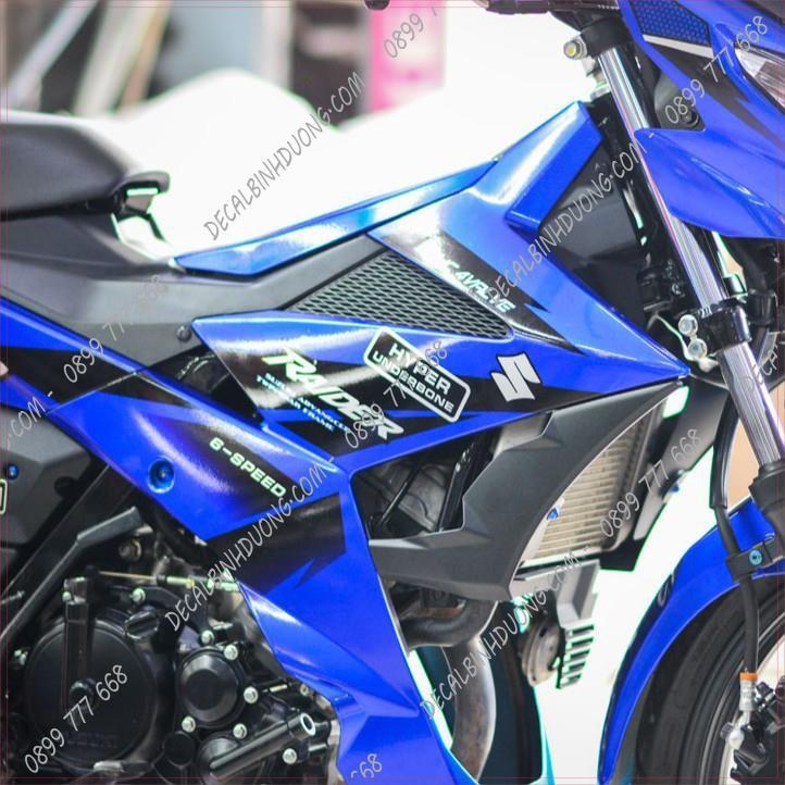 Decal Xe Máy - Tem Trùm dành cho Satria, Raider Xanh Bạc Đen Đẹp Nhất Soeei Đẹp