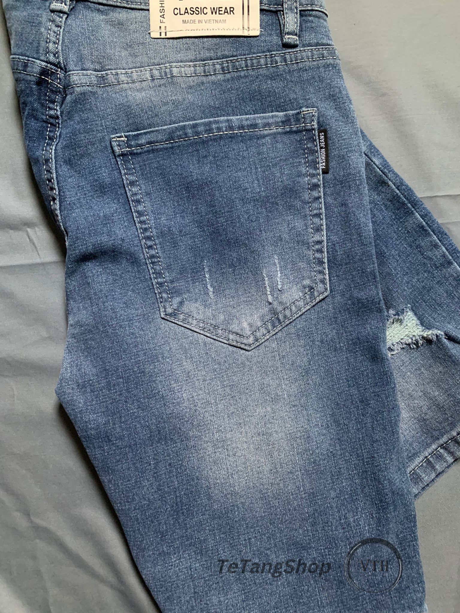 Quần Short Jean Nam Xanh  Chất Jeans Co Giãn, Đơn Giản, Một Chiếc Quần Sọc Nhẹ Nhàng, Lịch Sự - TeTangShop