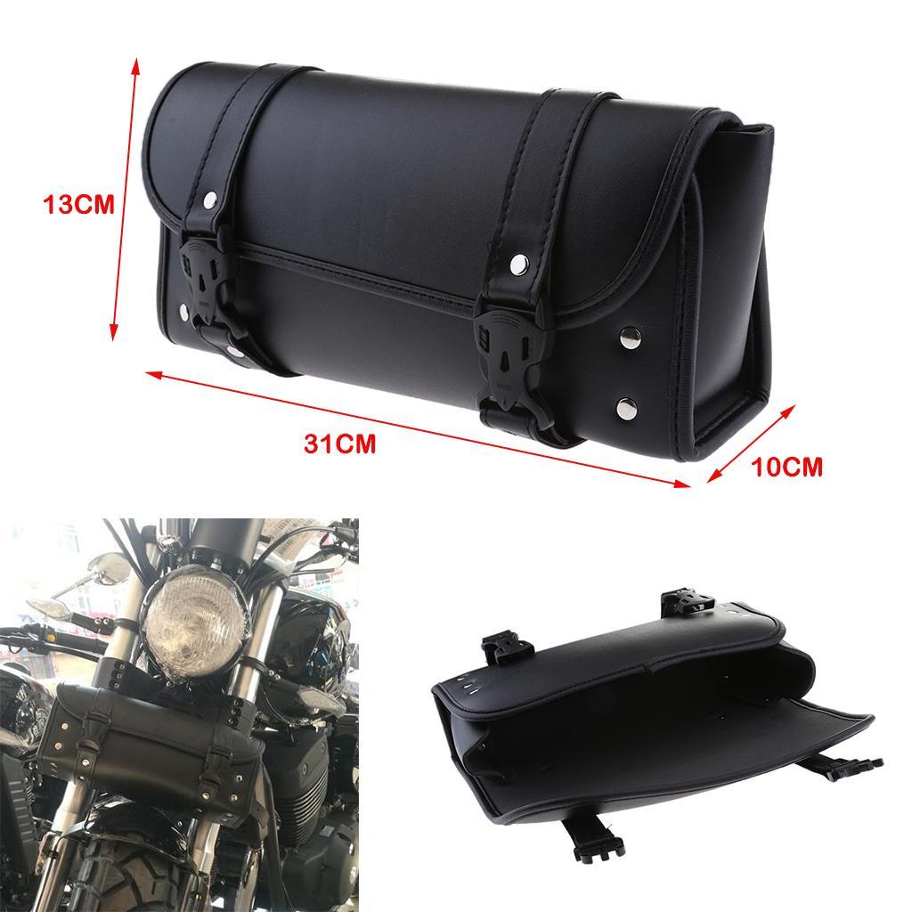 Leather Tool Bag Motorcycle Bike Handlebar Pouch Storage Bag Fork