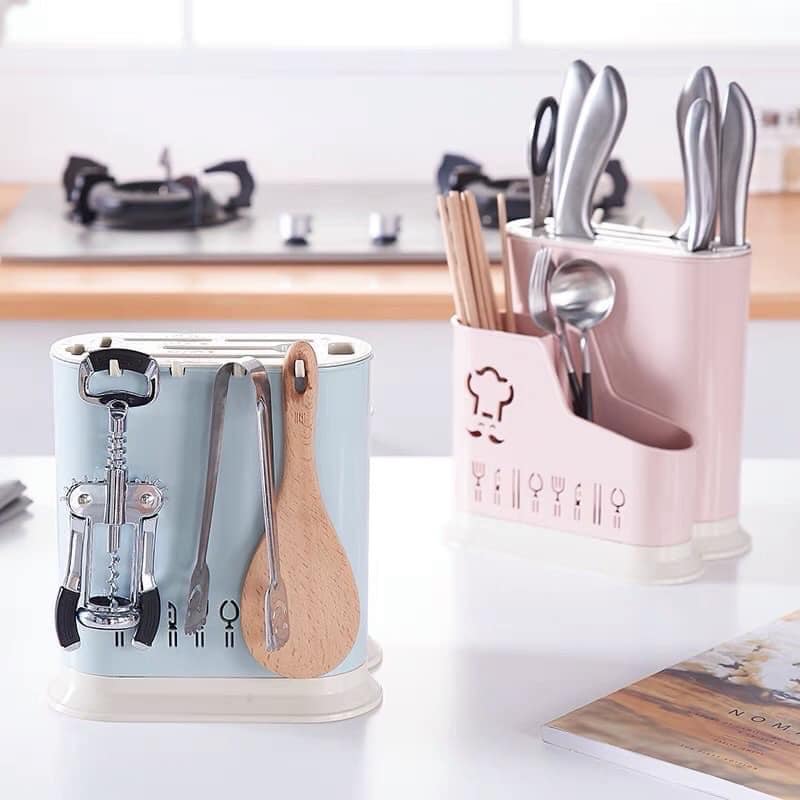Ống đựng đũa thìa dĩa đa năng nhựa dày kèm khay cắm dao kéo