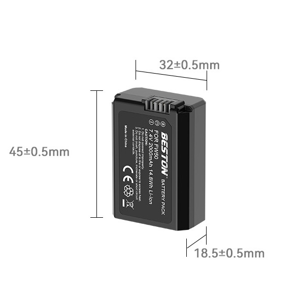 Bộ Pin NP-FW50 2000mAh + Sạc Beston Dùng Cho Máy Ảnh Sony a6100 a6300 a6500 a7m2 r2 s2 a5100 NEX-C3 NEX-C7 a33 a37 a55 - Hàng nhập khẩu