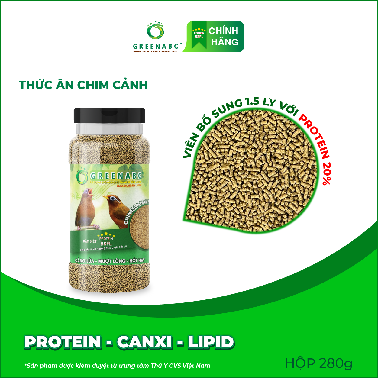 Cám Chim Họa Mi GREENABC – Chim dưỡng dùng loại hằng ngày, cho chim hót hay, căng lửa dùng bổ sung – Hộp 280g