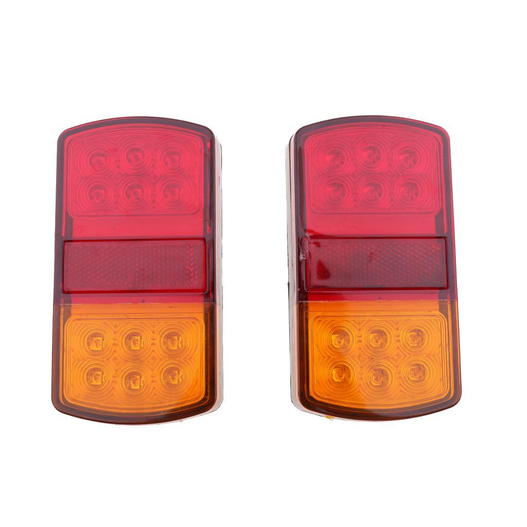 2pcs 12V 12 Led Tail Reverse Back Up Light Stop Indicator Trailer Truck