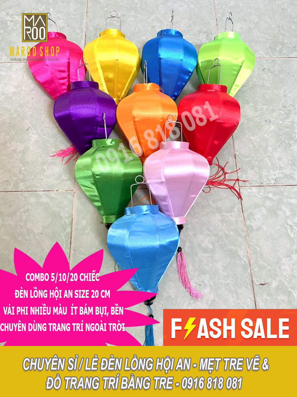 COMBO 30 ĐÈN LỒNG HỘI AN MIX NHIỀU MÀU NHIỀU KIỂU VỚI 2 CHẤT LIỆU VẢI PHI TRƠN VÀ HỌA TIẾT