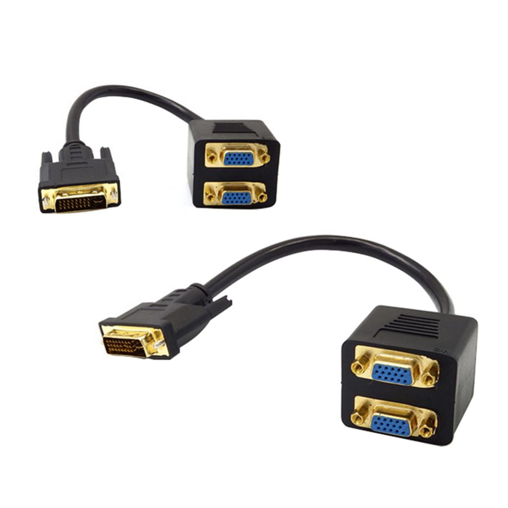 24+5 DVI-I Single Link Male to Dual VGA Ports Splitter Video Cable Adapter 0.25M/0.8FT