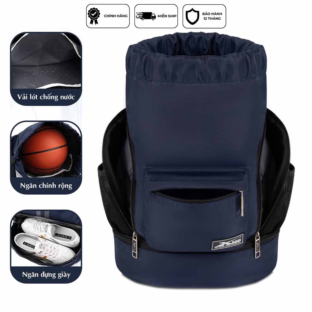 Balo dây rút thể thao xanh đen Xbags Wisdom Xb 6005, Chất liệu chống thấm nước hiệu quả, Chống tia UV