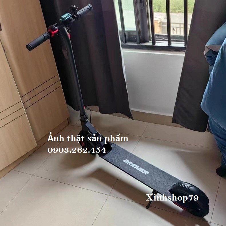 Xe scooter điện BREMER gấp gọn, pin 36v, sạc nhanh 2A, phanh điện tử, lốp đặc tổ ong độc quyền, giảm sóc nâng cấp