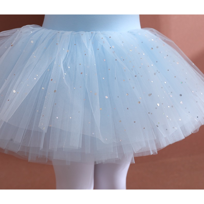 Đầm múa ballet công chúa Elsa - Mẫu áo liền váy màu xanh biển