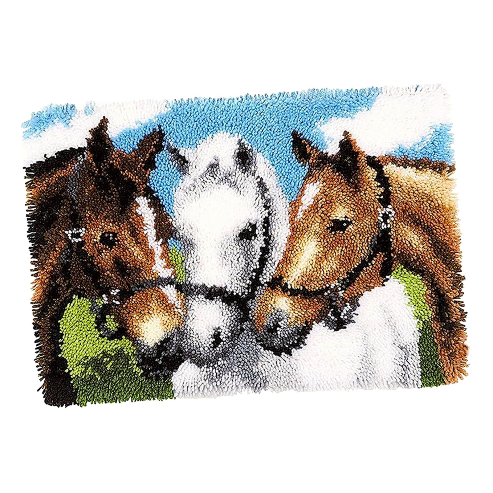 Bear Latch Hook Kit DIY Hand Craft for Pillow Mat Cushion Carpet Rug 50x40cm