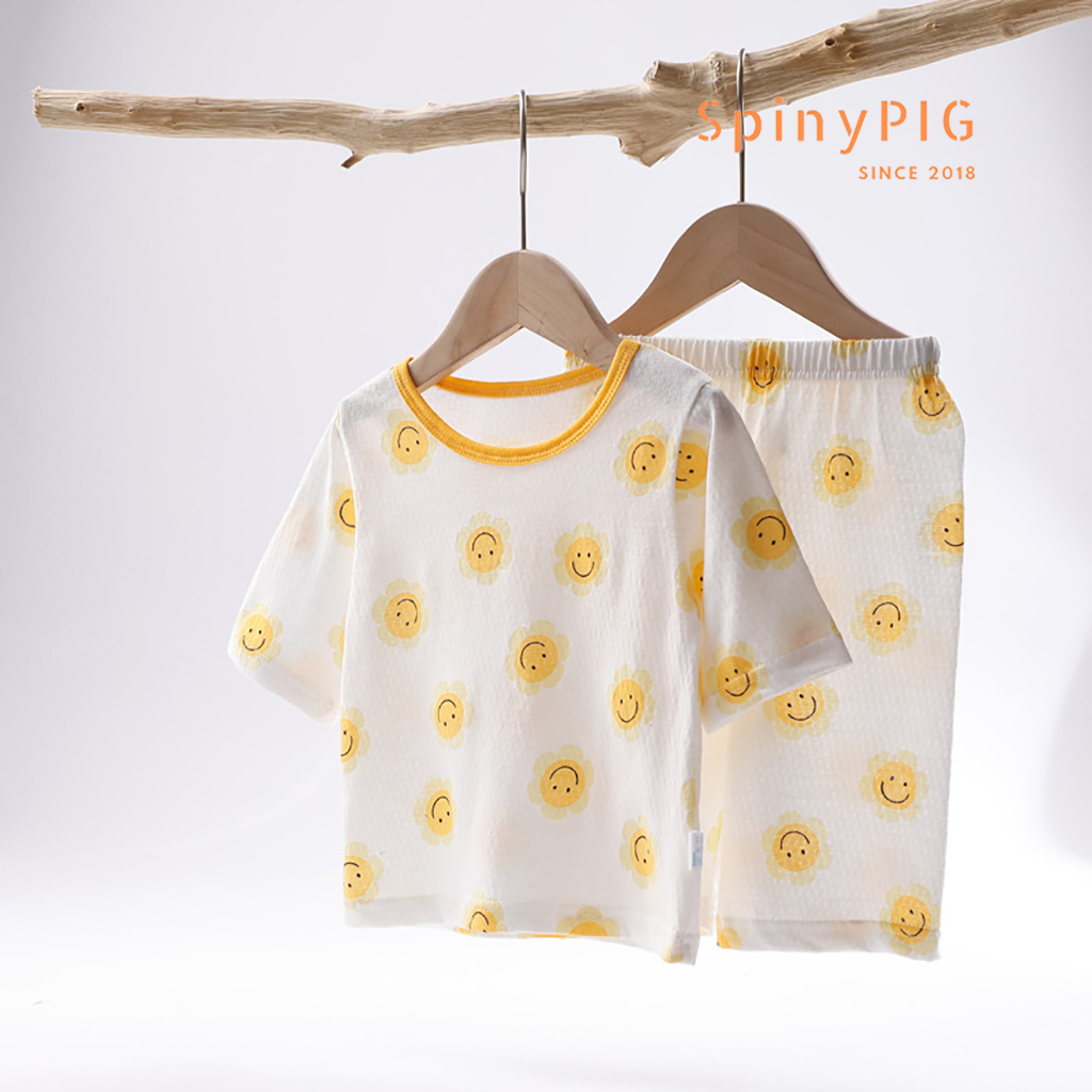 Bộ quần áo cho bé sơ sinh 0-4 tuổi nhiều màu tay lửng cotton lỗ mềm mát và thoáng khí cho bé gái bé trai mùa hè thu