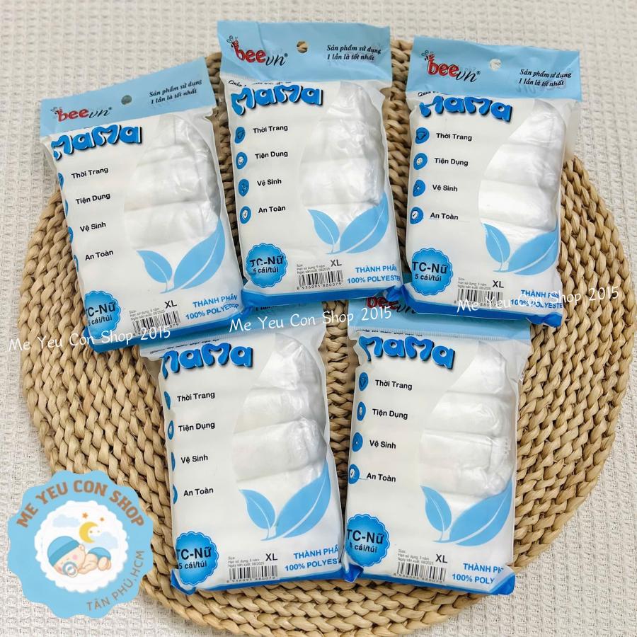 [Túi 5c] Quần lót cotton miễn giặt dùng 1 lần MAMA dùng đi du lịch/quân sự/mẹ bầu/sau sinh - 1 Gói (5 quần)